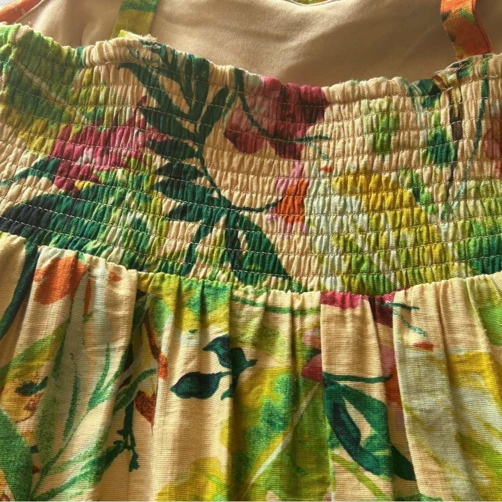 NWOT Taylor Floral Tropical Floral A-Line XS Maxi Dress Smocked Pleated Pockets - Picture 5 of 12
